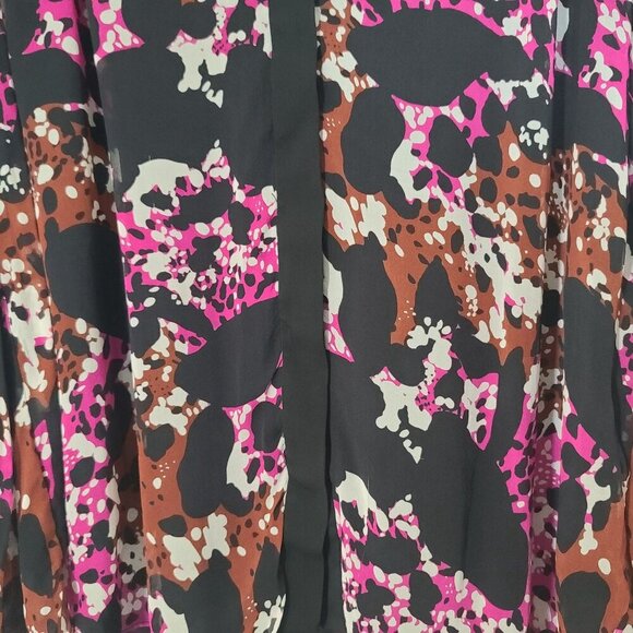 Diane Von Furrstenberg Lorelai Print Chieff In Cheetah Splash Pink Blouse 10 - Picture 4 of 11